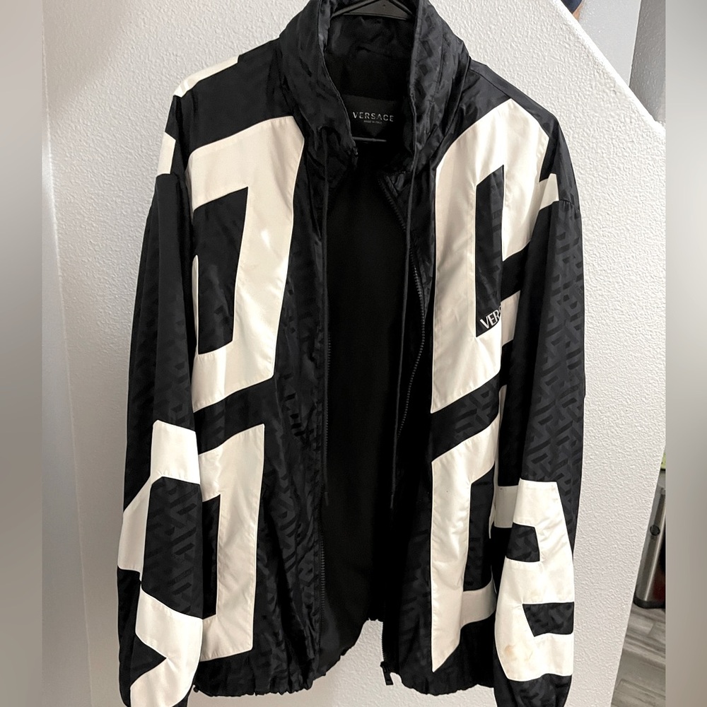 Versace La Greca Print Windbreaker.